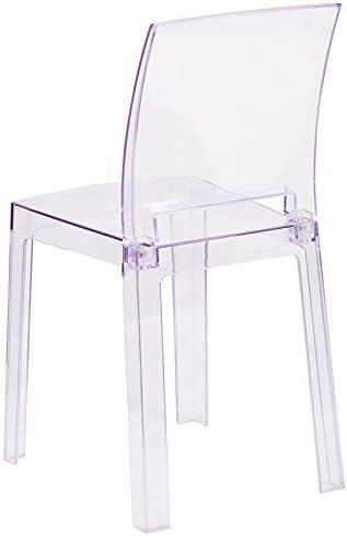 imageFlash Furniture Emilie Ghost Chair with Square Back in Transparent CrystalSet of 1