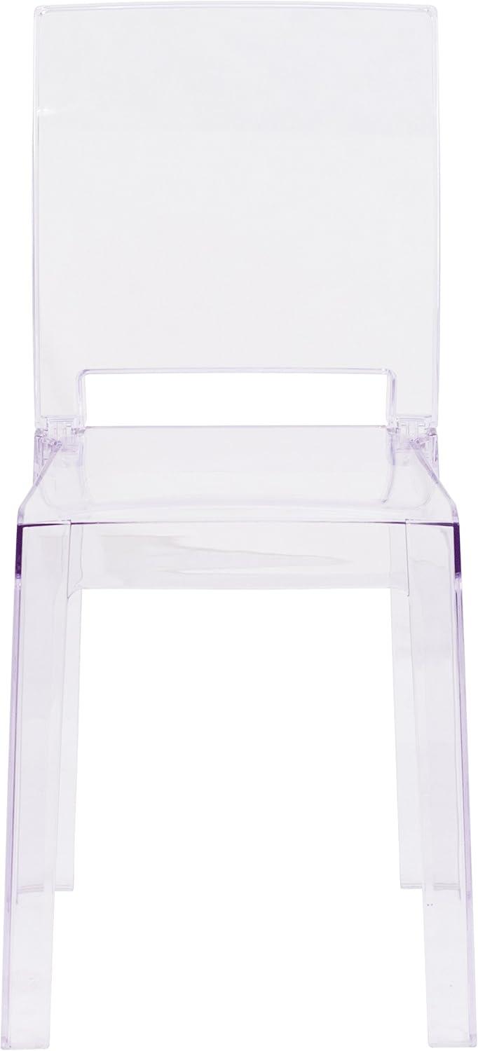 imageFlash Furniture Emilie Ghost Chair with Square Back in Transparent CrystalSet of 1