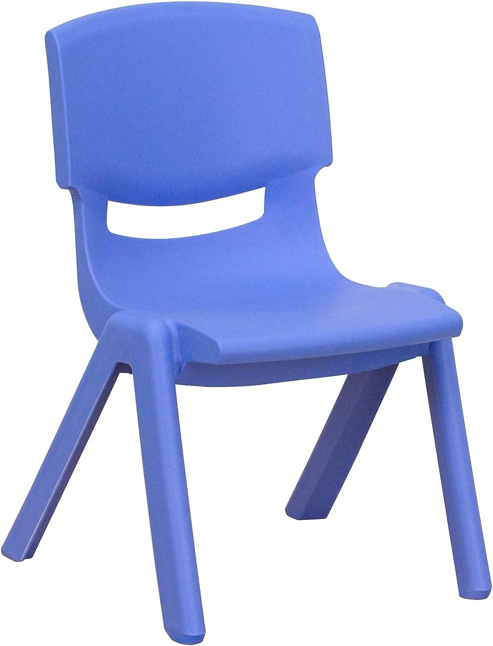 imageFlash Furniture Emmy Adjustable Classroom Activity Table with 6 Stackable Chairs Plastic Activity Table for Kids 23625quot W x 4725quot L BlueGrayBlue