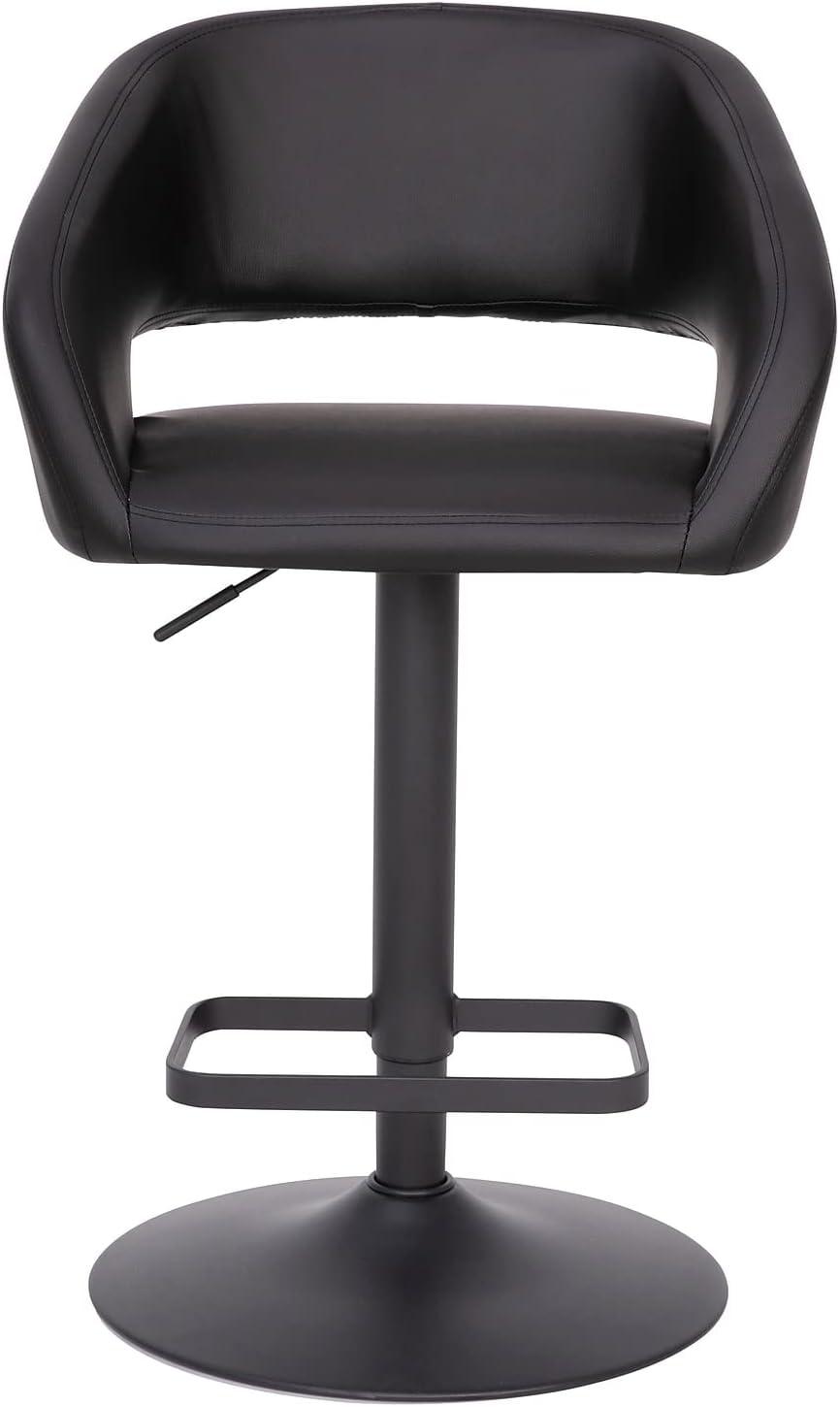 imageFlash Furniture Erik Contemporary Adjustable Height Barstool with Footrest and Rounded MidBack Upholstered Bar or Counter Height Stool GrayChromeBlack VinylBlack Frame