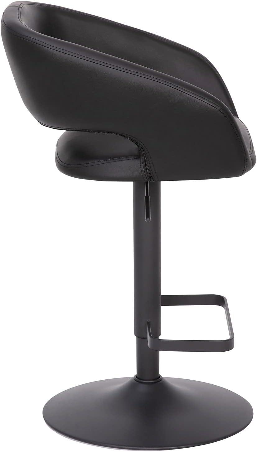 imageFlash Furniture Erik Contemporary Adjustable Height Barstool with Footrest and Rounded MidBack Upholstered Bar or Counter Height Stool GrayChromeBlack VinylBlack Frame