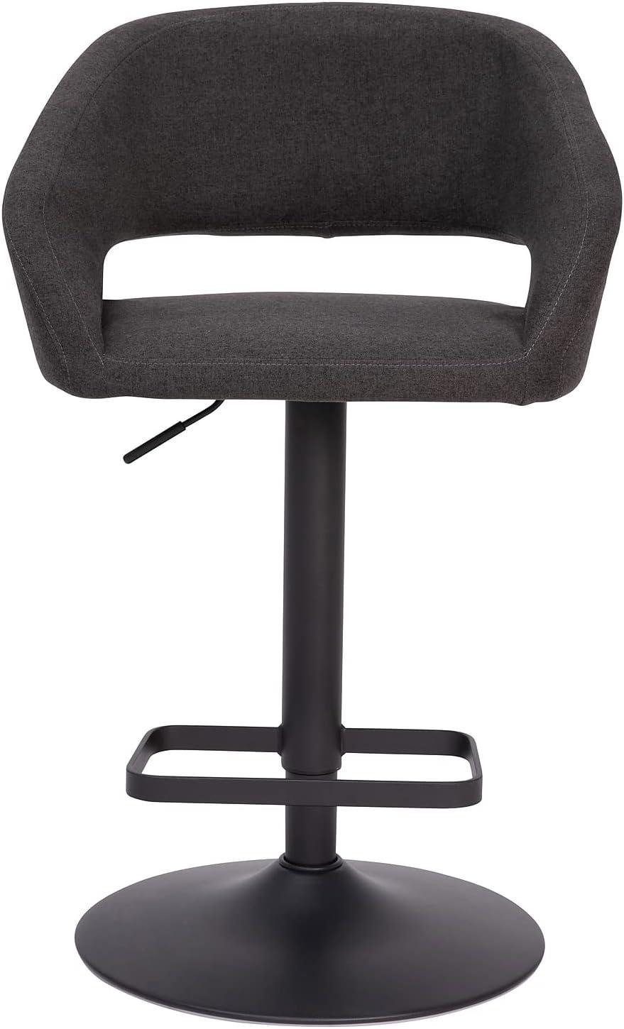 imageFlash Furniture Erik Contemporary Adjustable Height Barstool with Footrest and Rounded MidBack Upholstered Bar or Counter Height Stool GrayChromeCharcoal FabricBlack Frame