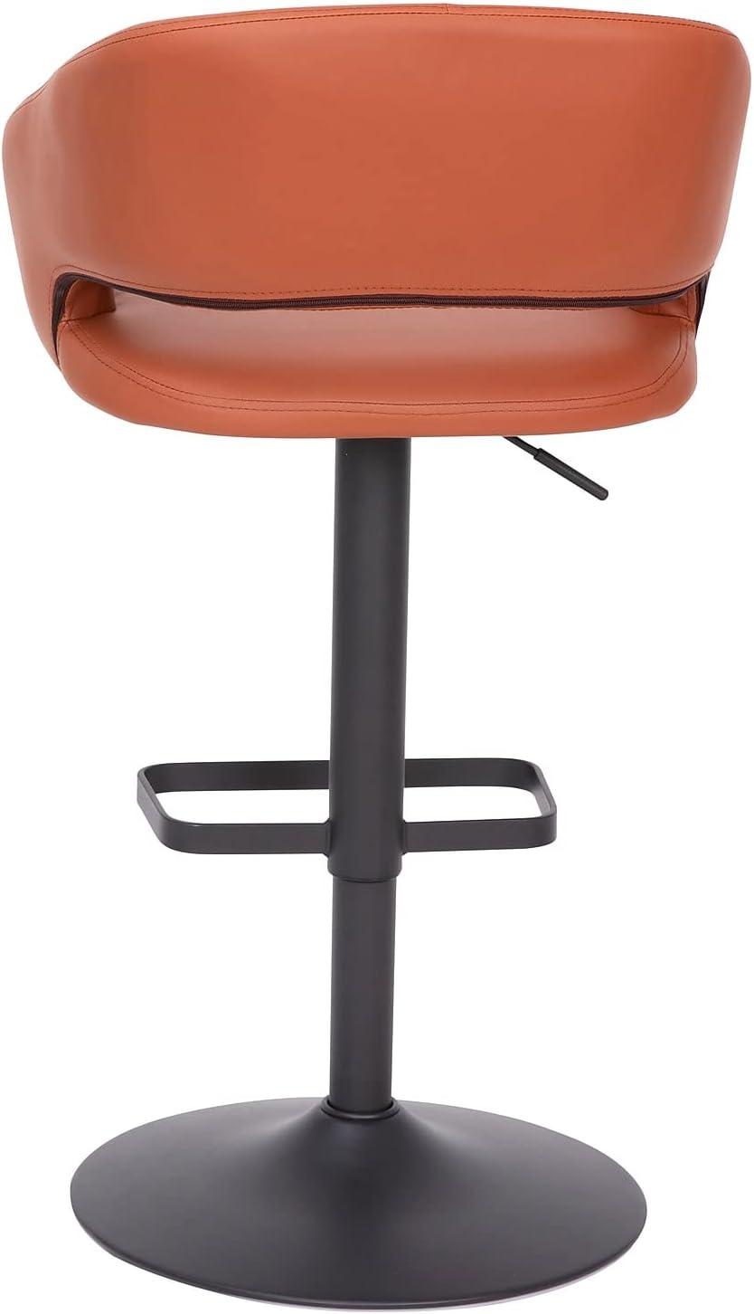 imageFlash Furniture Erik Contemporary Adjustable Height Barstool with Footrest and Rounded MidBack Upholstered Bar or Counter Height Stool GrayChromeCognac VinylBlack Frame