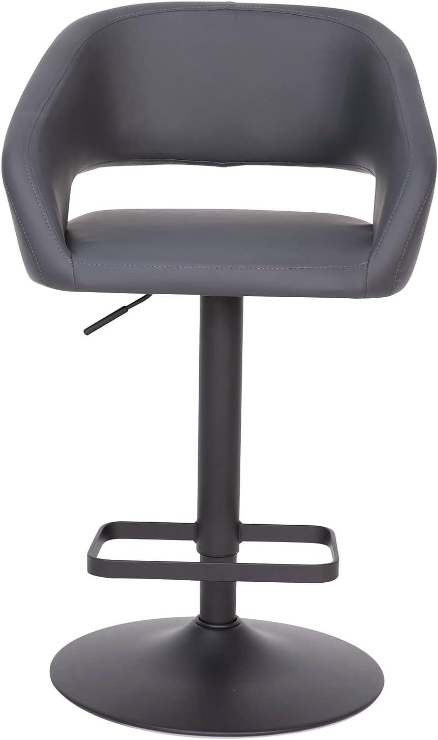 imageFlash Furniture Erik Contemporary Adjustable Height Barstool with Footrest and Rounded MidBack Upholstered Bar or Counter Height Stool GrayChromeGray VinylBlack Frame