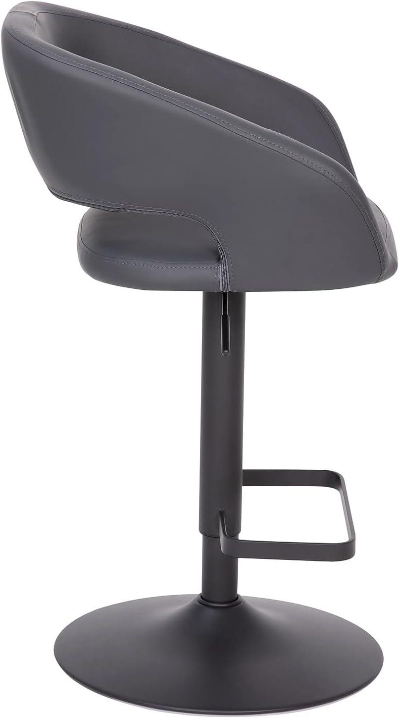 imageFlash Furniture Erik Contemporary Adjustable Height Barstool with Footrest and Rounded MidBack Upholstered Bar or Counter Height Stool GrayChromeGray VinylBlack Frame