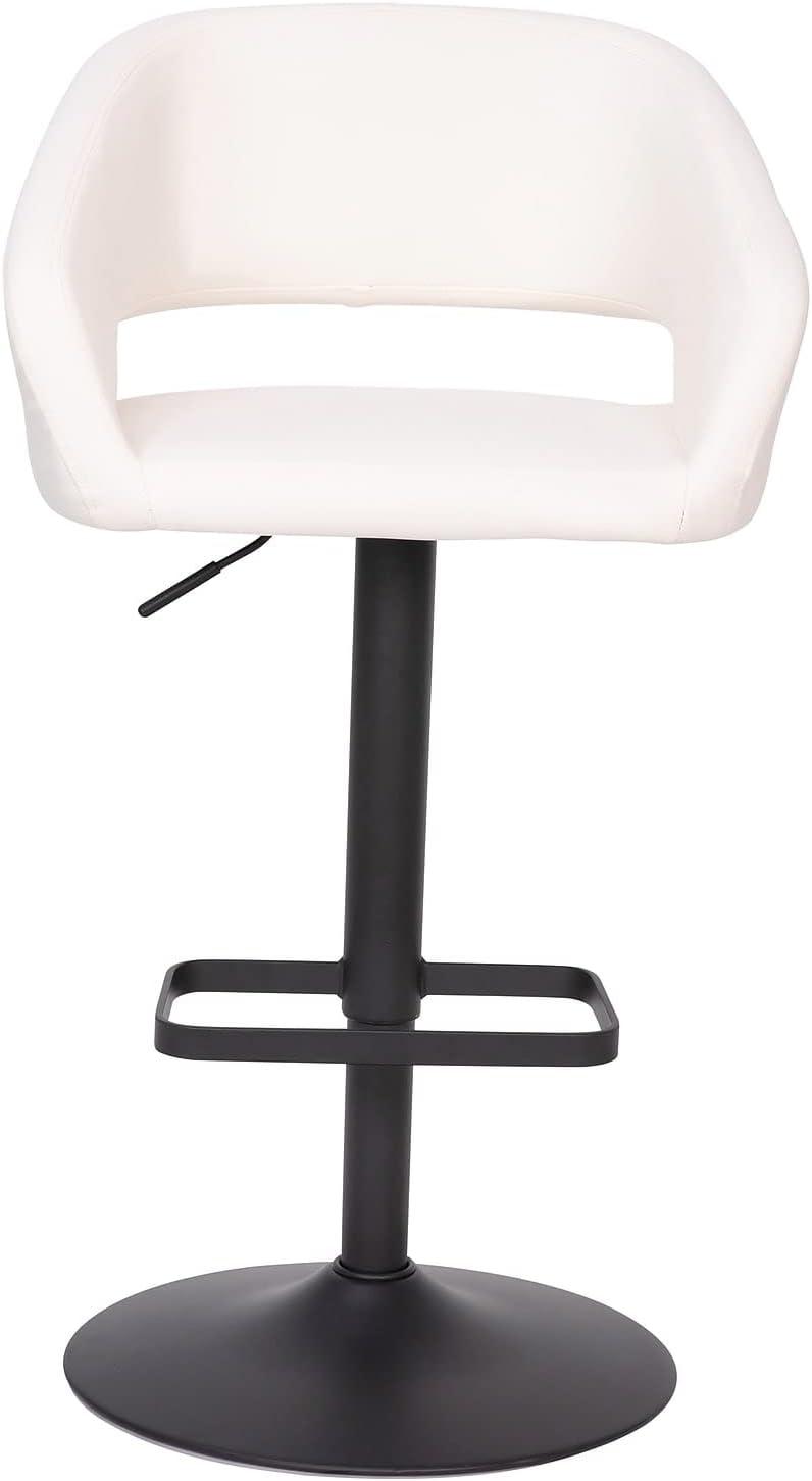 imageFlash Furniture Erik Contemporary Adjustable Height Barstool with Footrest and Rounded MidBack Upholstered Bar or Counter Height Stool GrayChromeWhite VinylBlack Frame