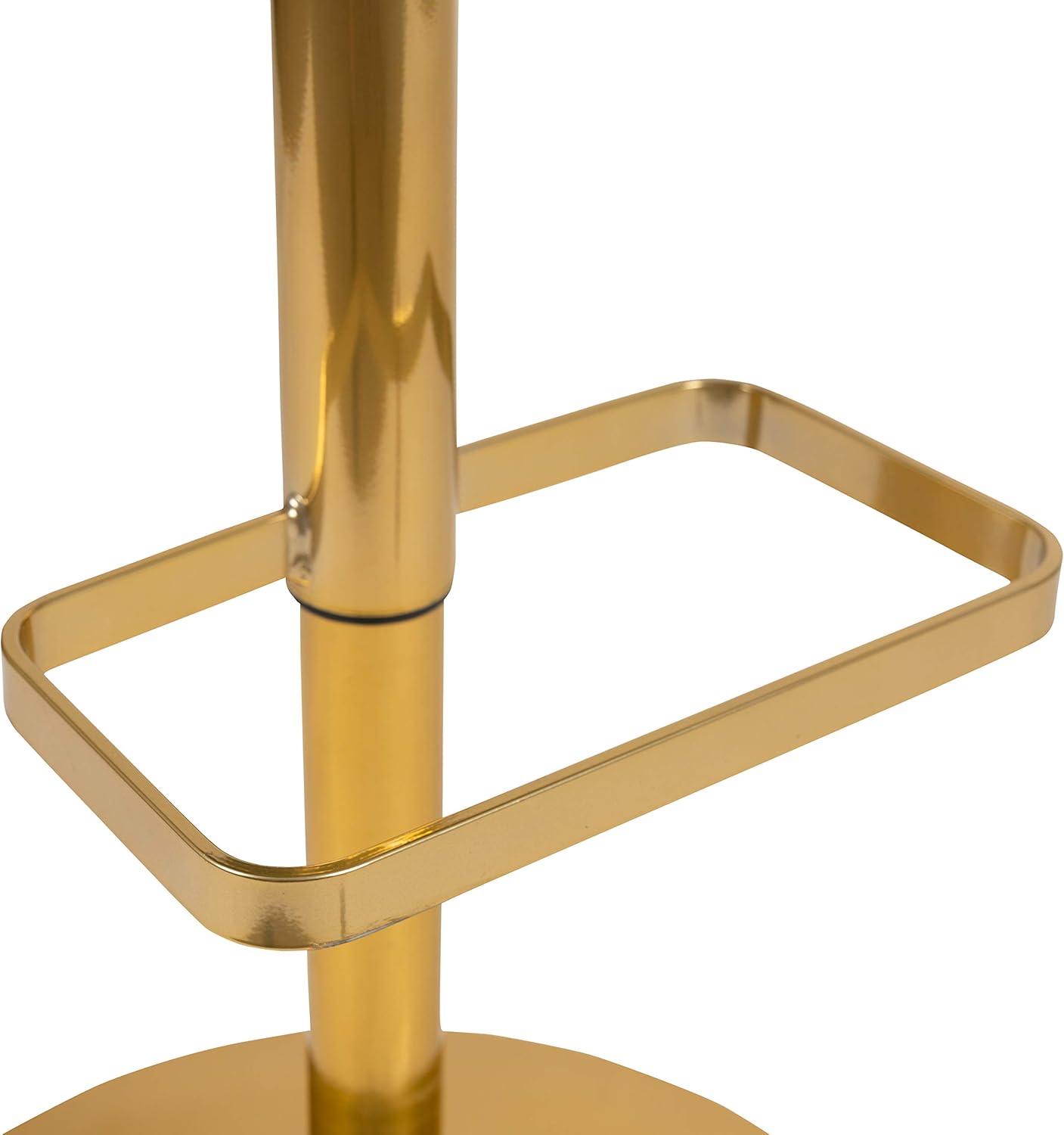 imageFlash Furniture Erik Contemporary Adjustable Height Barstool with Footrest and Rounded MidBack Upholstered Bar or Counter Height Stool GrayChromeWhite VinylGold Frame