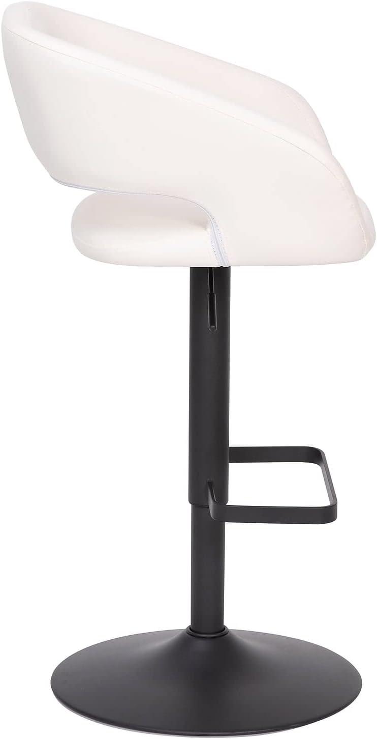 imageFlash Furniture Erik Contemporary Adjustable Height Barstool with Footrest and Rounded MidBack Upholstered Bar or Counter Height Stool GrayChromeWhite VinylBlack Frame