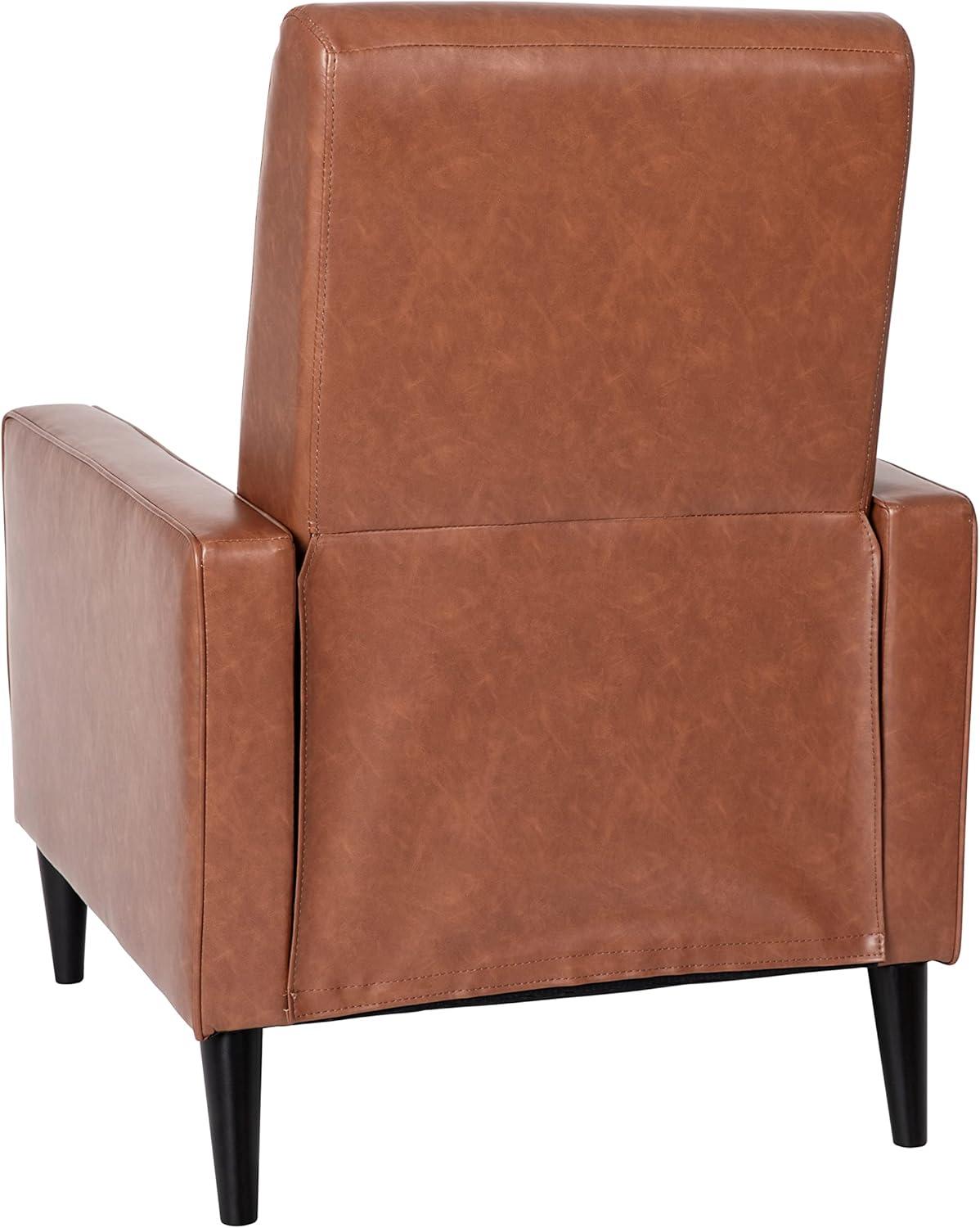 imageFlash Furniture Erza LeatherSoft Button Tufted Pushback Recliner MidCentury Modern Recliner Chair for Residential and Commercial Use Cognac BrownCognac Brown
