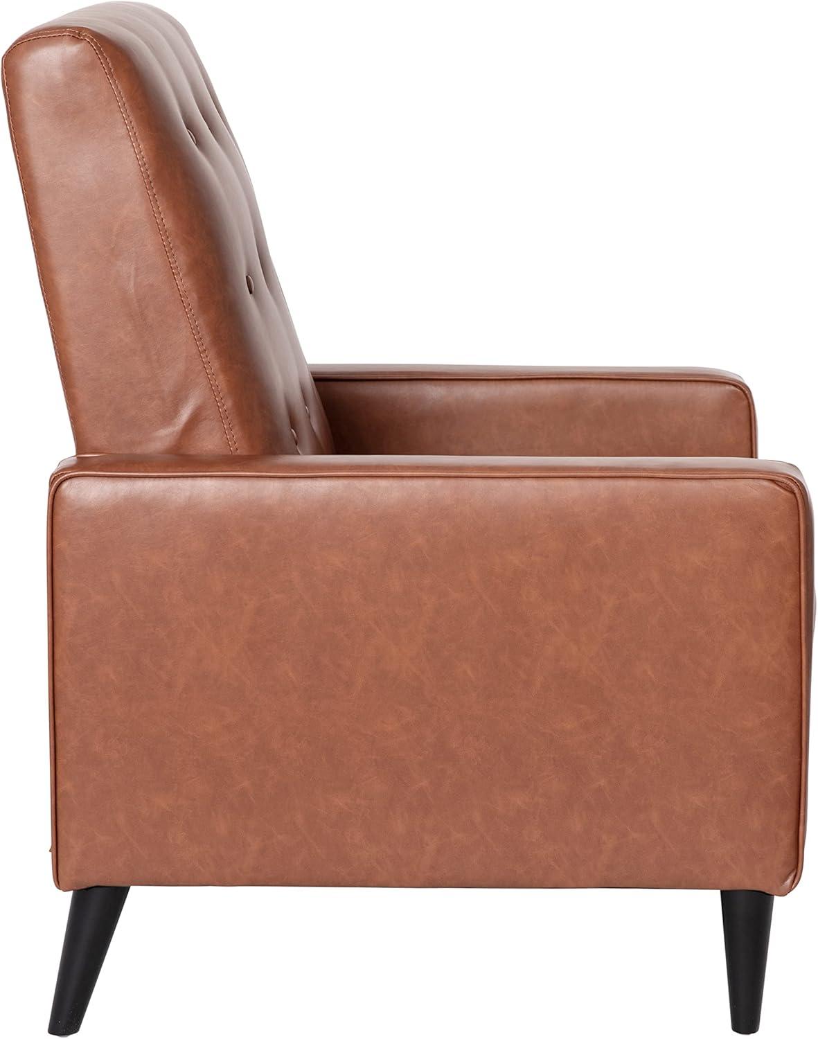 imageFlash Furniture Erza LeatherSoft Button Tufted Pushback Recliner MidCentury Modern Recliner Chair for Residential and Commercial Use Cognac BrownCognac Brown