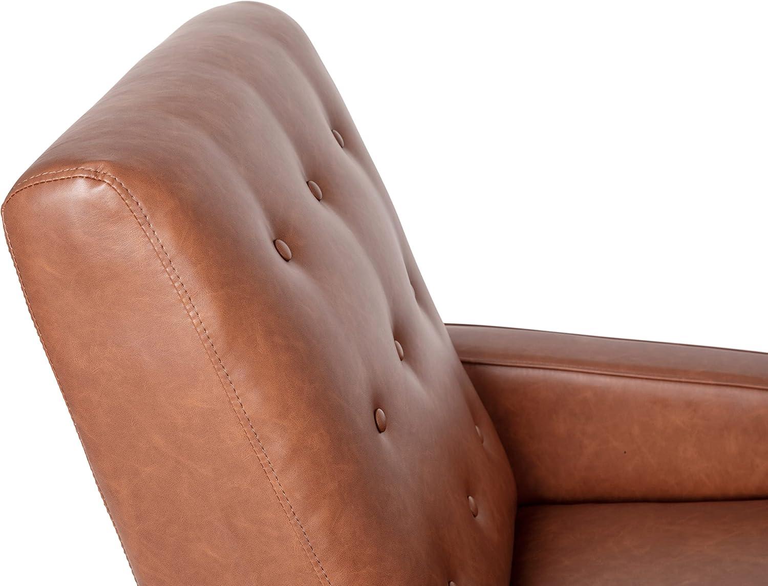 imageFlash Furniture Erza LeatherSoft Button Tufted Pushback Recliner MidCentury Modern Recliner Chair for Residential and Commercial Use Cognac BrownCognac Brown