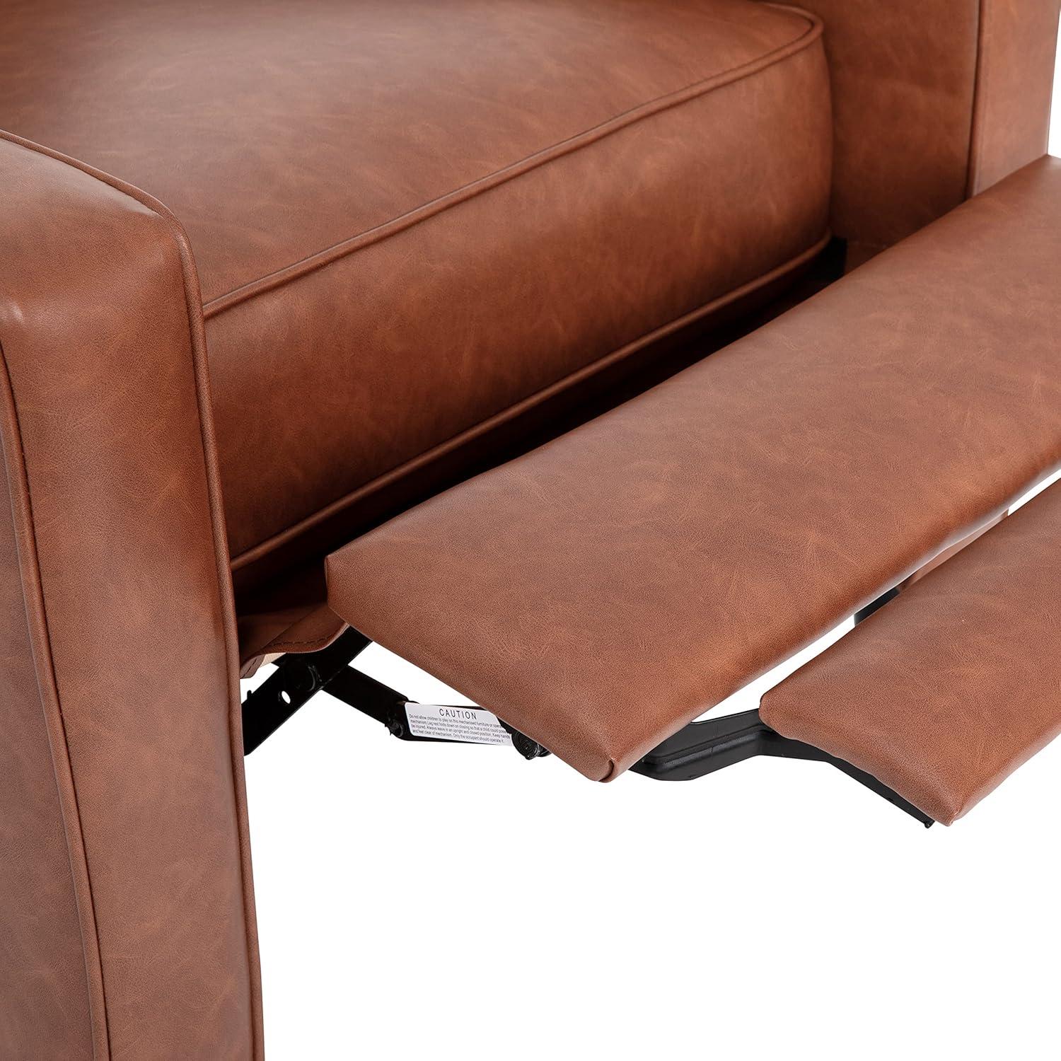 imageFlash Furniture Erza LeatherSoft Button Tufted Pushback Recliner MidCentury Modern Recliner Chair for Residential and Commercial Use Cognac BrownCognac Brown