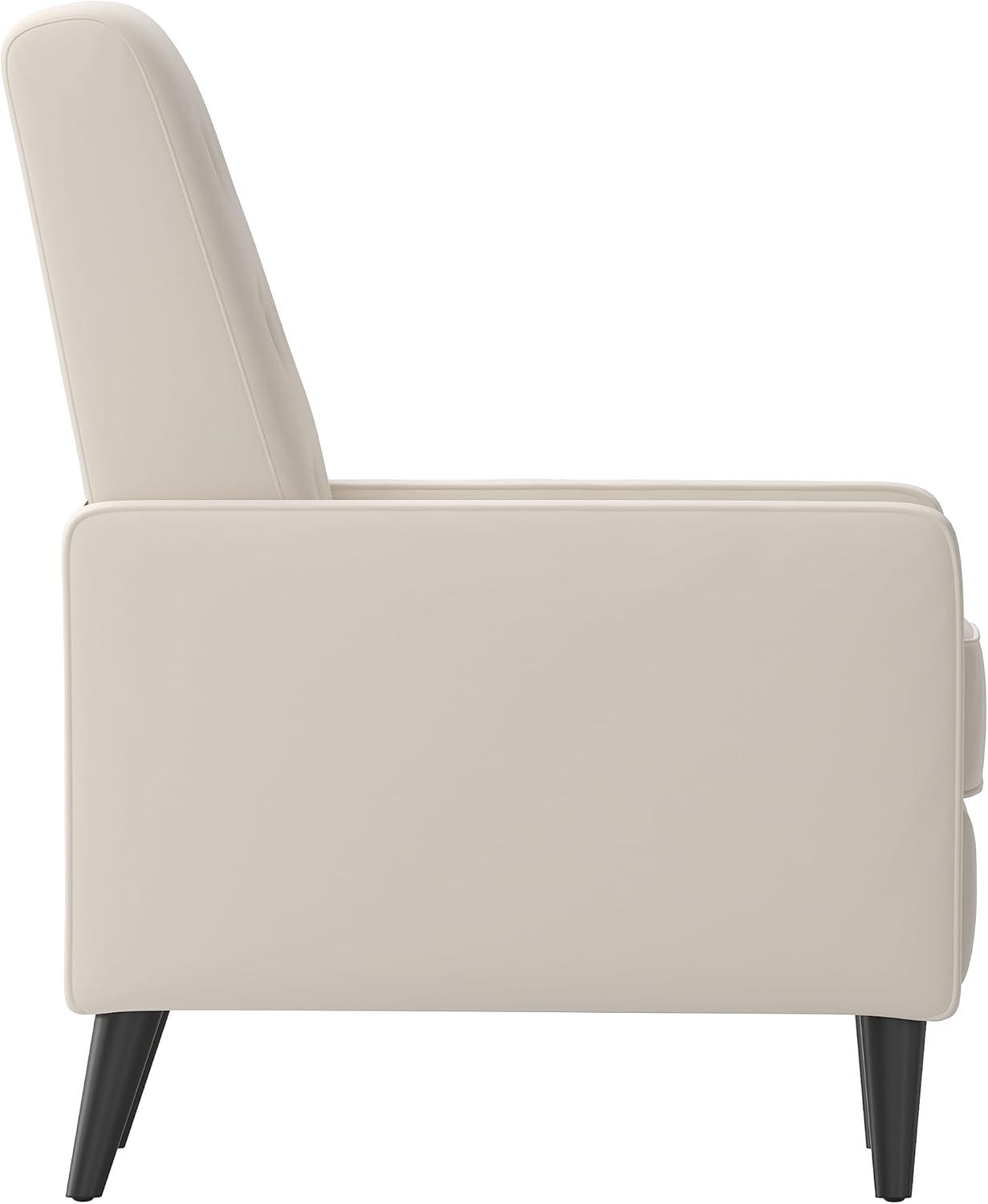imageFlash Furniture Erza LeatherSoft Button Tufted Pushback Recliner MidCentury Modern Recliner Chair for Residential and Commercial Use Cognac BrownCream