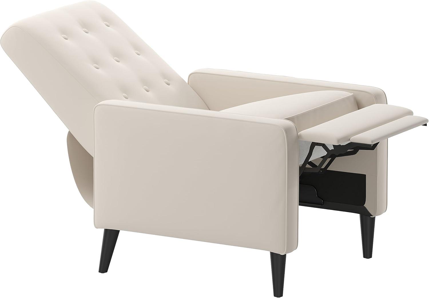 imageFlash Furniture Erza LeatherSoft Button Tufted Pushback Recliner MidCentury Modern Recliner Chair for Residential and Commercial Use Cognac BrownCream