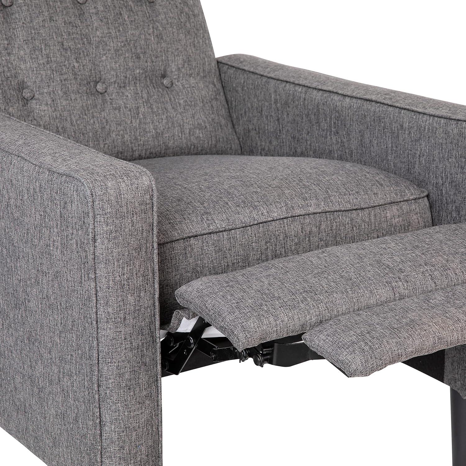 imageFlash Furniture Erza LeatherSoft Button Tufted Pushback Recliner MidCentury Modern Recliner Chair for Residential and Commercial Use Cognac BrownGrey