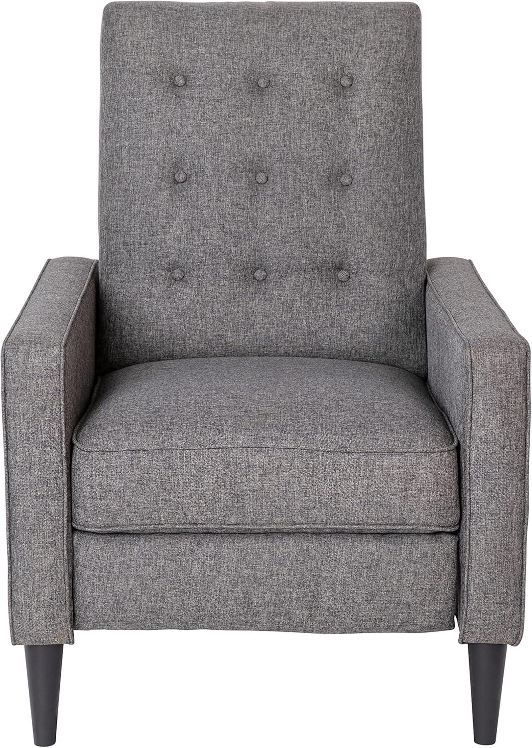 imageFlash Furniture Erza LeatherSoft Button Tufted Pushback Recliner MidCentury Modern Recliner Chair for Residential and Commercial Use Cognac BrownGrey