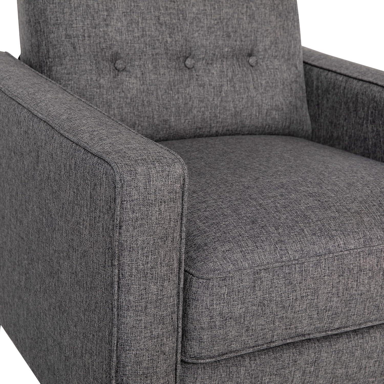 imageFlash Furniture Erza LeatherSoft Button Tufted Pushback Recliner MidCentury Modern Recliner Chair for Residential and Commercial Use Cognac BrownGrey