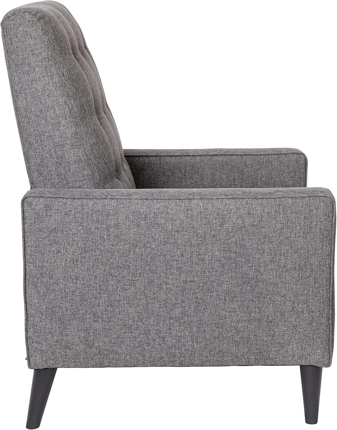 imageFlash Furniture Erza LeatherSoft Button Tufted Pushback Recliner MidCentury Modern Recliner Chair for Residential and Commercial Use Cognac BrownGrey