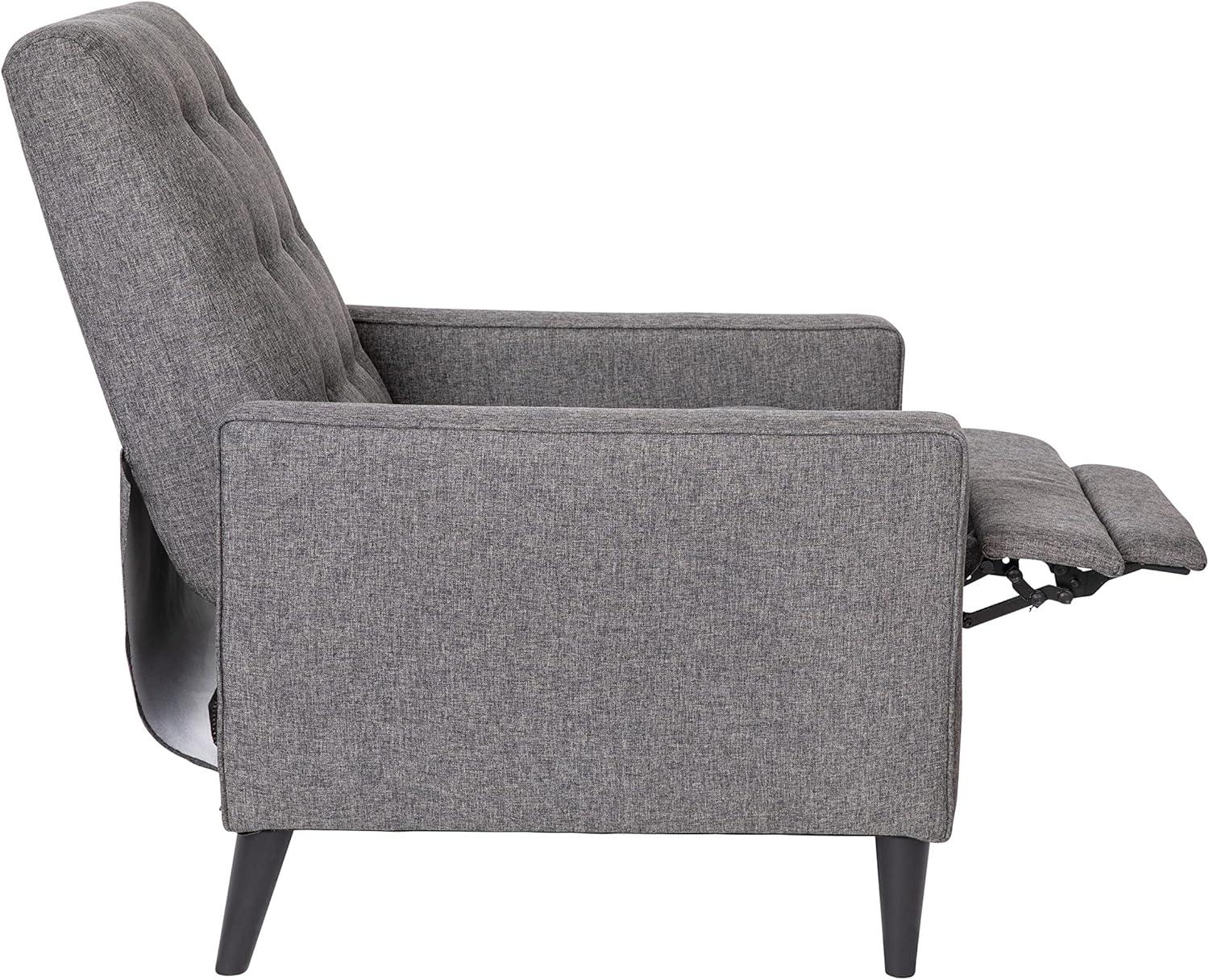 imageFlash Furniture Erza LeatherSoft Button Tufted Pushback Recliner MidCentury Modern Recliner Chair for Residential and Commercial Use Cognac BrownGrey