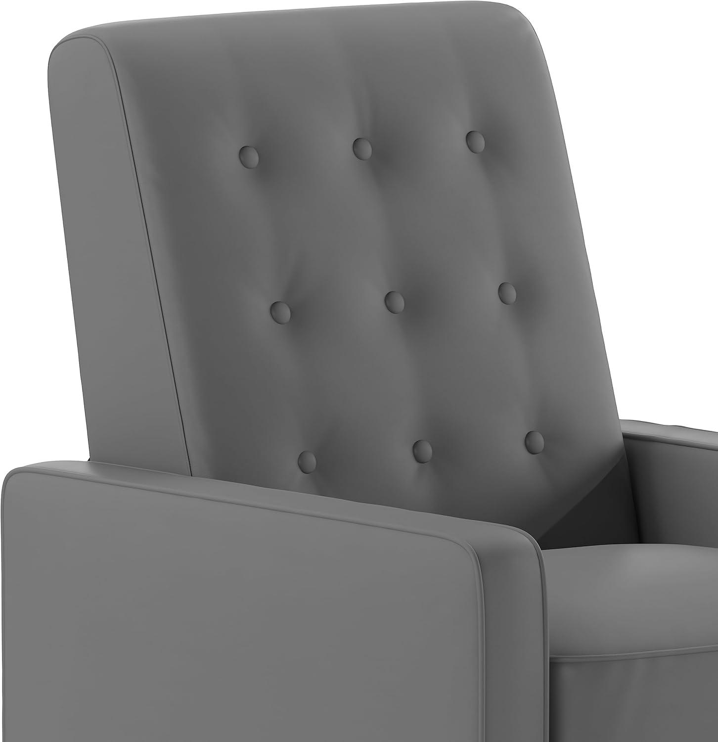 imageFlash Furniture Erza LeatherSoft Button Tufted Pushback Recliner MidCentury Modern Recliner Chair for Residential and Commercial Use Cognac BrownLight Gray