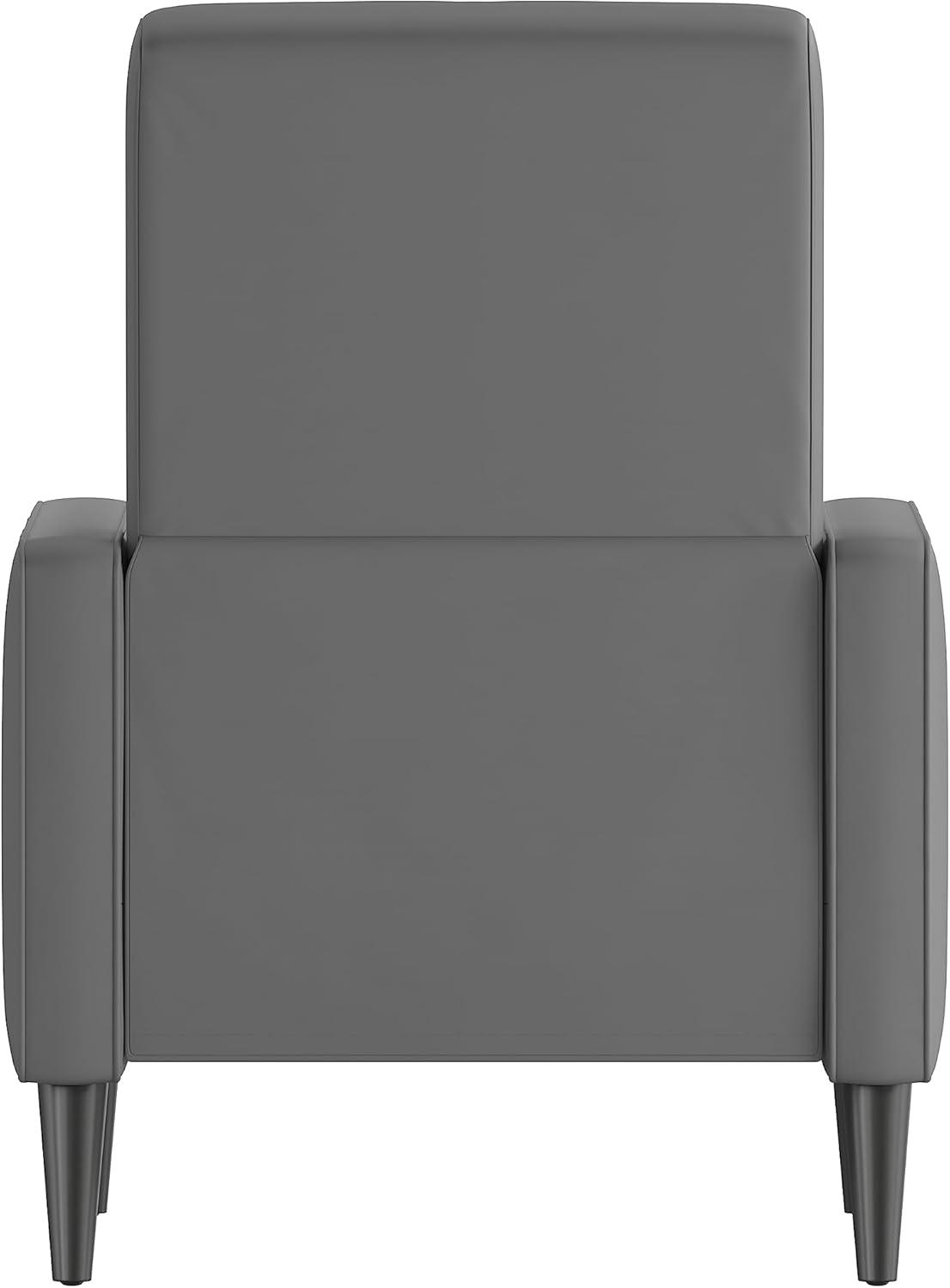 imageFlash Furniture Erza LeatherSoft Button Tufted Pushback Recliner MidCentury Modern Recliner Chair for Residential and Commercial Use Cognac BrownLight Gray