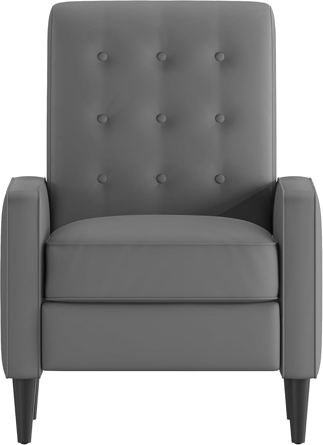 imageFlash Furniture Erza LeatherSoft Button Tufted Pushback Recliner MidCentury Modern Recliner Chair for Residential and Commercial Use Cognac BrownLight Gray