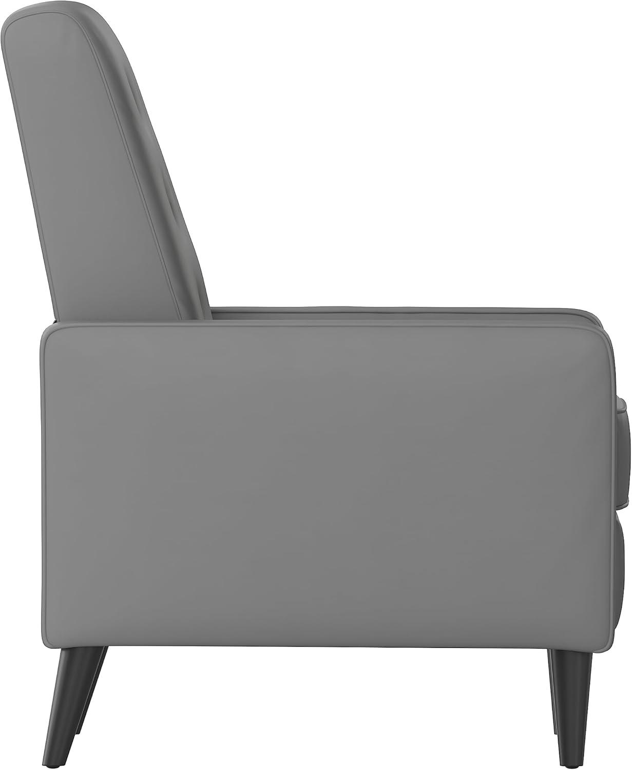 imageFlash Furniture Erza LeatherSoft Button Tufted Pushback Recliner MidCentury Modern Recliner Chair for Residential and Commercial Use Cognac BrownLight Gray