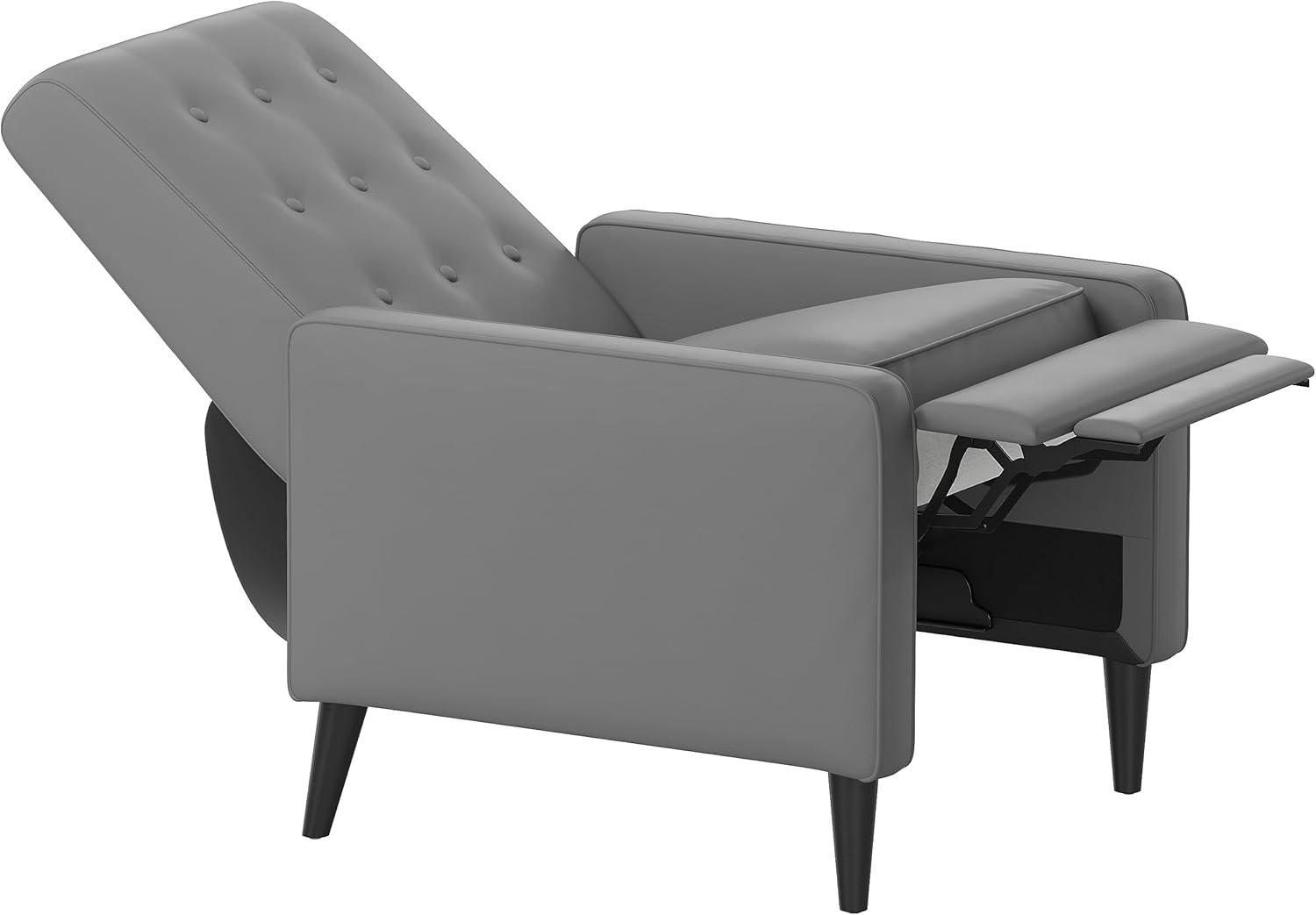 imageFlash Furniture Erza LeatherSoft Button Tufted Pushback Recliner MidCentury Modern Recliner Chair for Residential and Commercial Use Cognac BrownLight Gray