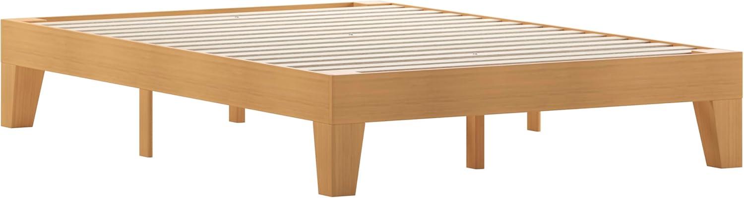 imageFlash Furniture Evelyn Wooden Platform Bed Natural Pine Finish Queen Wooden Slat Support No Box Spring Required Easy AssemblyNatural