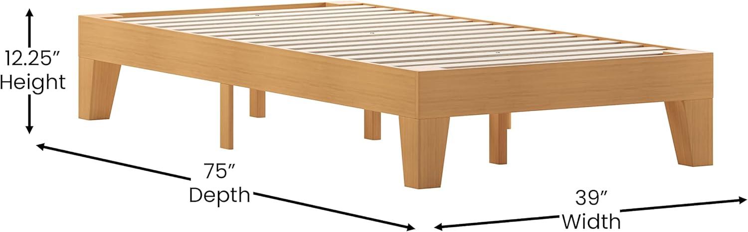 imageFlash Furniture Evelyn Wooden Platform Bed Natural Pine Finish Queen Wooden Slat Support No Box Spring Required Easy AssemblyNatural