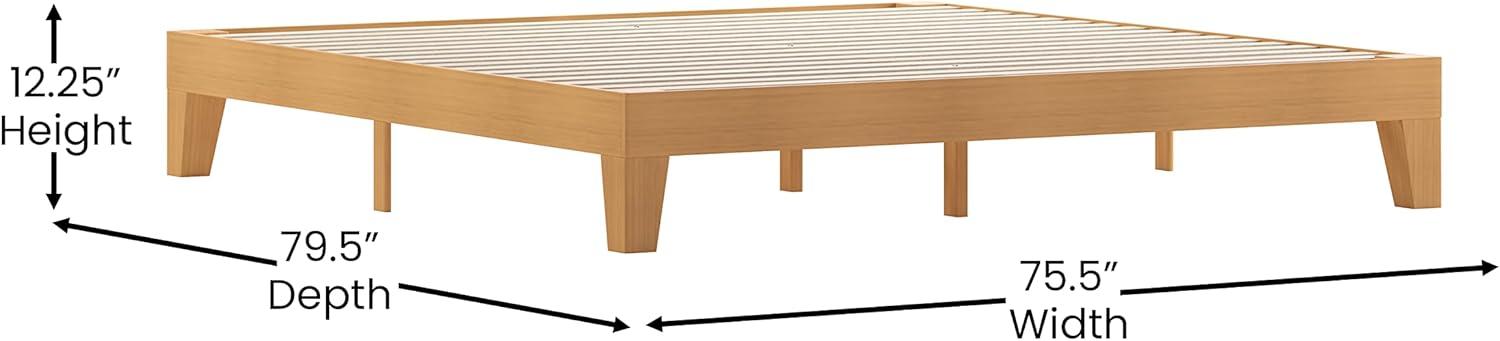 imageFlash Furniture Evelyn Wooden Platform Bed Natural Pine Finish Queen Wooden Slat Support No Box Spring Required Easy AssemblyNatural