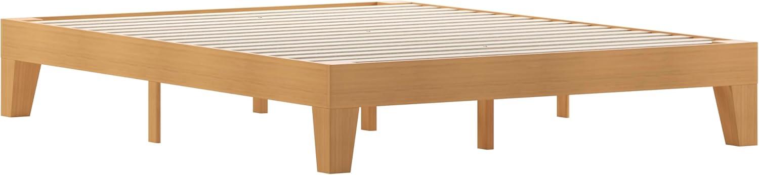 imageFlash Furniture Evelyn Wooden Platform Bed Natural Pine Finish Queen Wooden Slat Support No Box Spring Required Easy AssemblyNatural