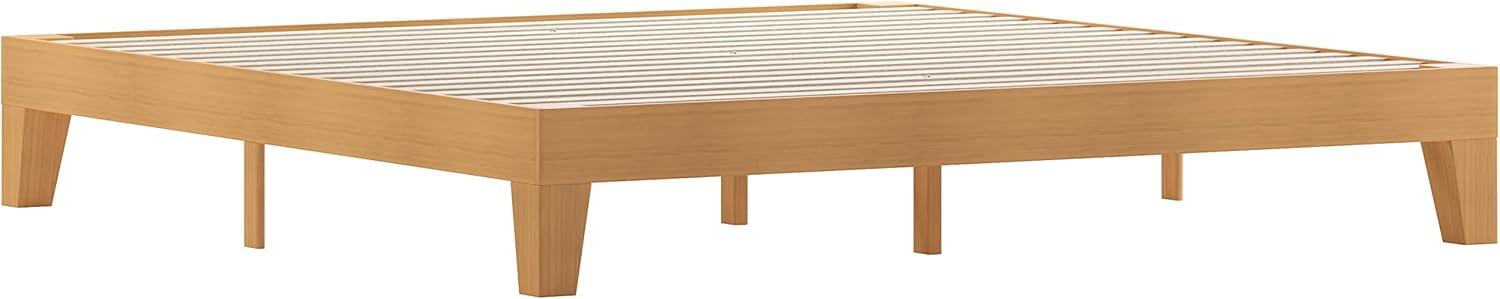 imageFlash Furniture Evelyn Wooden Platform Bed Natural Pine Finish Queen Wooden Slat Support No Box Spring Required Easy AssemblyNatural