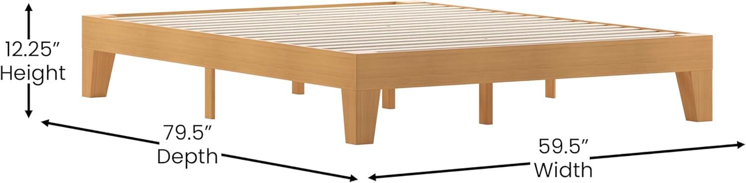imageFlash Furniture Evelyn Wooden Platform Bed Natural Pine Finish Queen Wooden Slat Support No Box Spring Required Easy AssemblyNatural