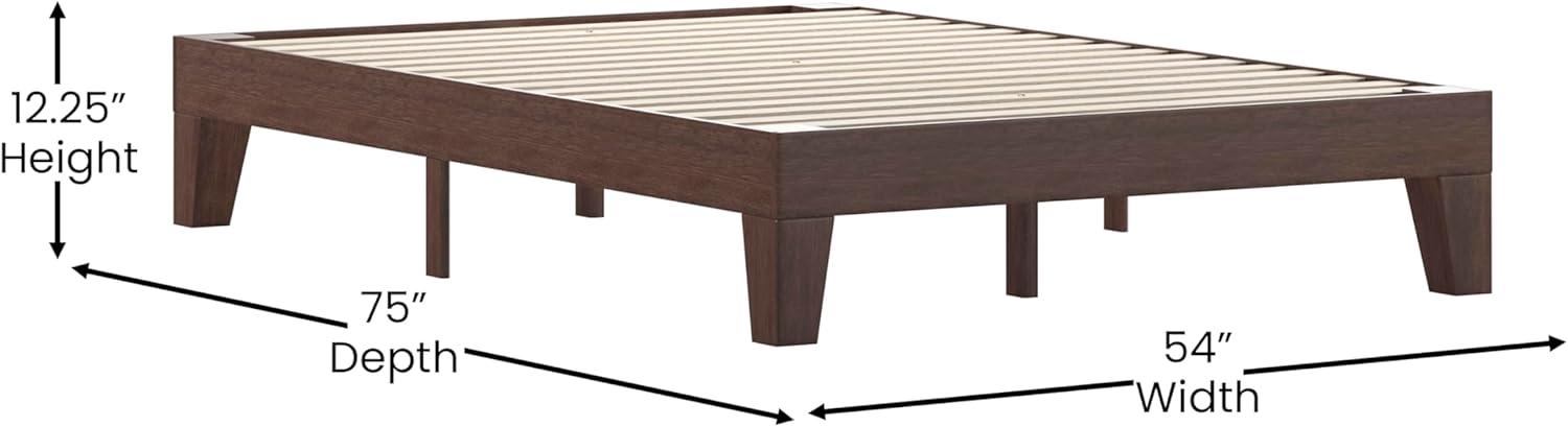 imageFlash Furniture Evelyn Wooden Platform Bed Natural Pine Finish Queen Wooden Slat Support No Box Spring Required Easy AssemblyWalnut