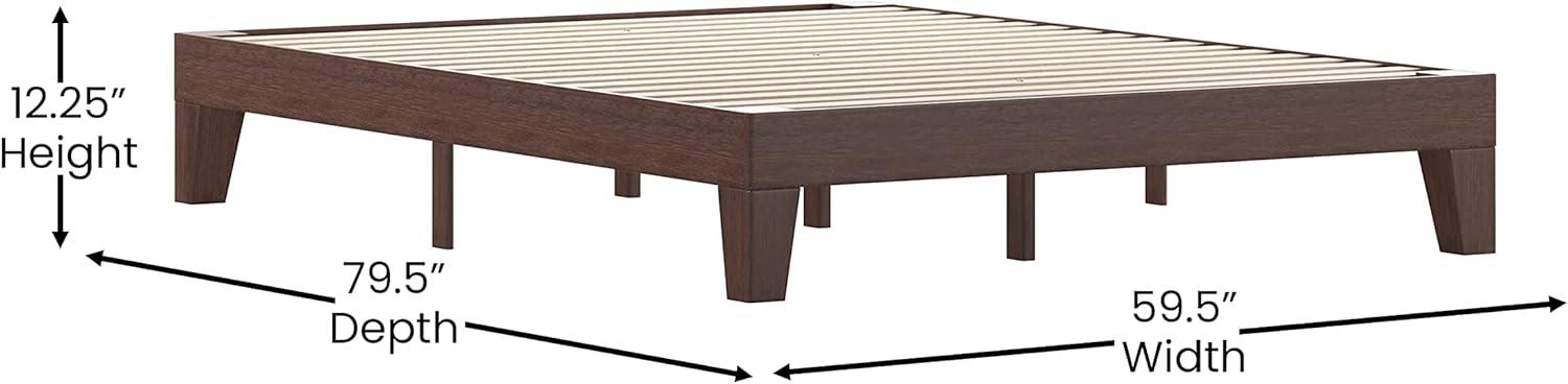 imageFlash Furniture Evelyn Wooden Platform Bed Natural Pine Finish Queen Wooden Slat Support No Box Spring Required Easy AssemblyWalnut