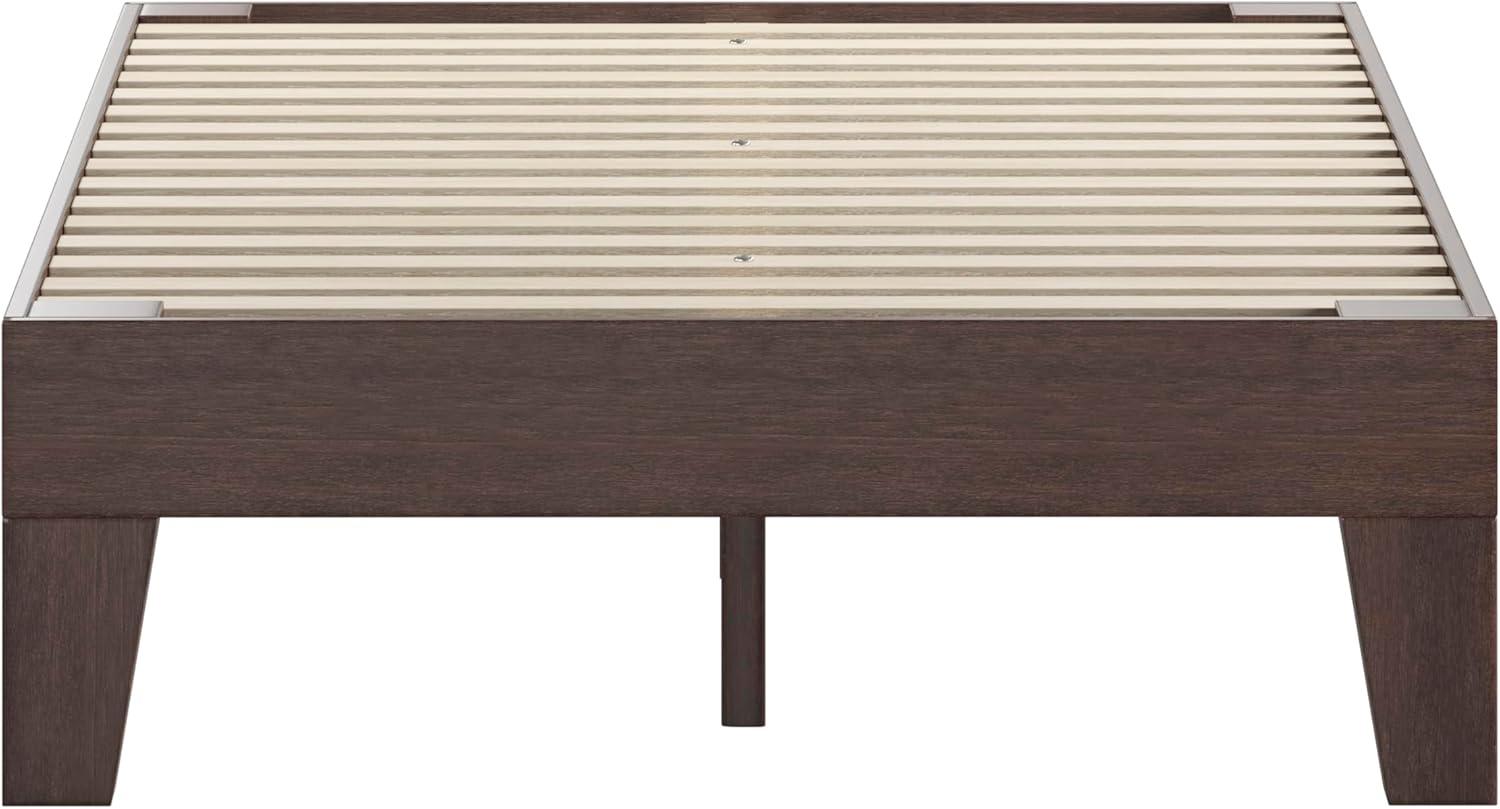 imageFlash Furniture Evelyn Wooden Platform Bed Natural Pine Finish Queen Wooden Slat Support No Box Spring Required Easy AssemblyWalnut