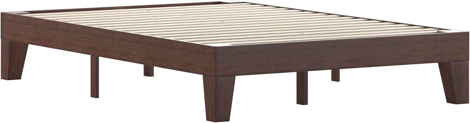imageFlash Furniture Evelyn Wooden Platform Bed Natural Pine Finish Queen Wooden Slat Support No Box Spring Required Easy AssemblyWalnut