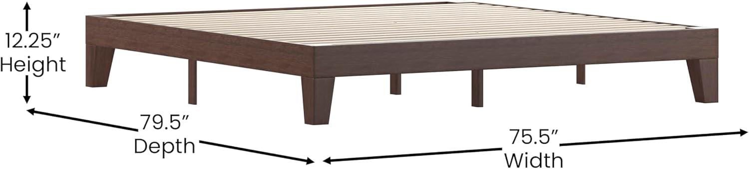 imageFlash Furniture Evelyn Wooden Platform Bed Natural Pine Finish Queen Wooden Slat Support No Box Spring Required Easy AssemblyWalnut