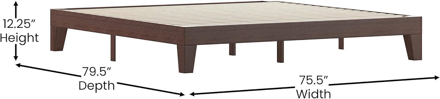 imageFlash Furniture Evelyn Wooden Platform Bed Natural Pine Finish Queen Wooden Slat Support No Box Spring Required Easy AssemblyWalnut
