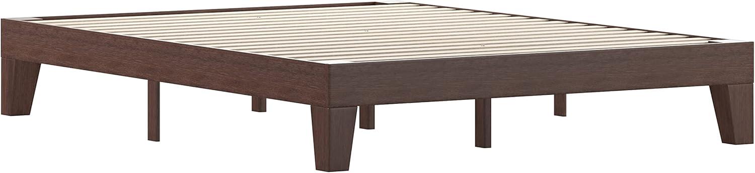imageFlash Furniture Evelyn Wooden Platform Bed Natural Pine Finish Queen Wooden Slat Support No Box Spring Required Easy AssemblyWalnut