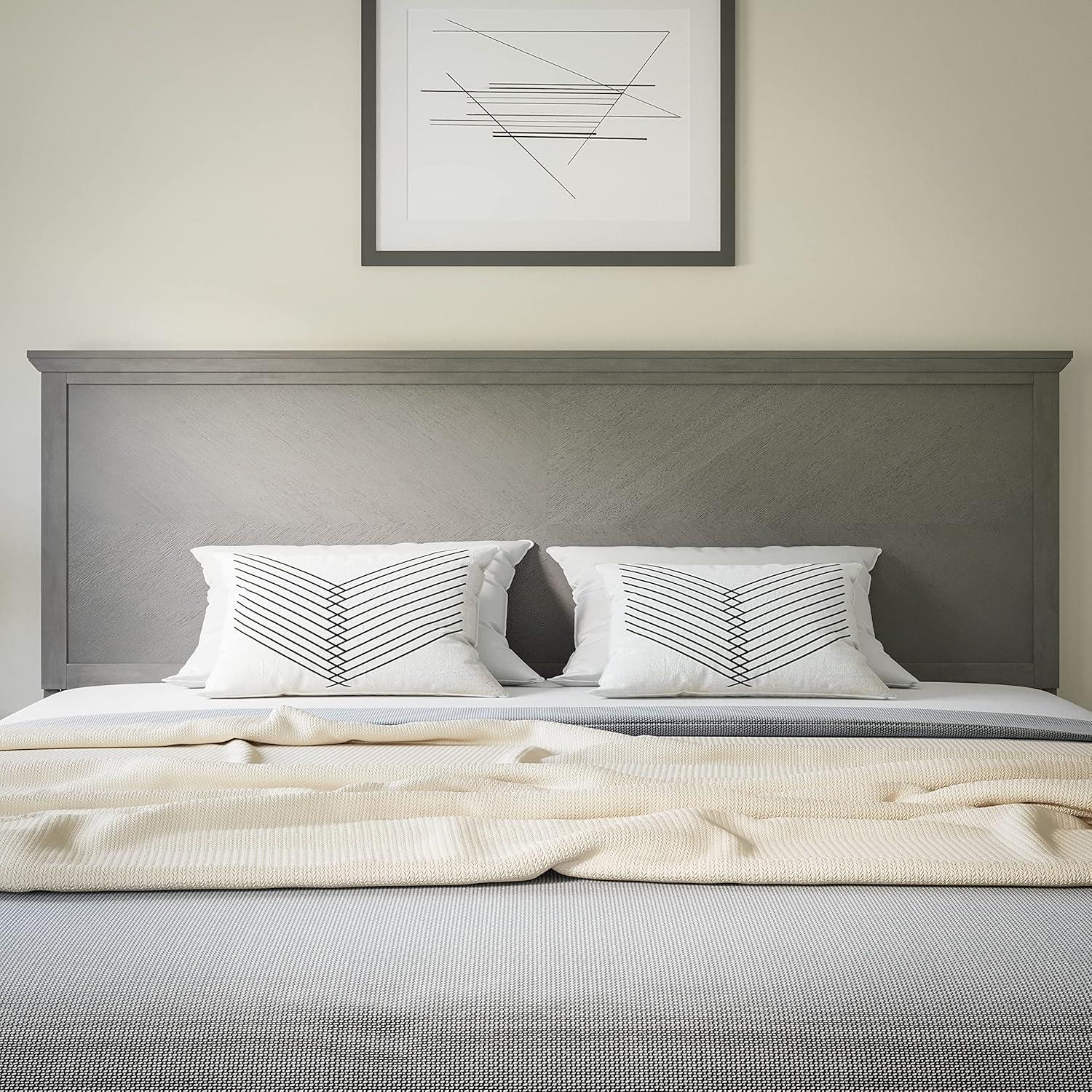 imageFlash Furniture Fiona King Size Wooden Headboard Only Herringbone Patterned Adjustable Headboard in Light BrownGray Wash