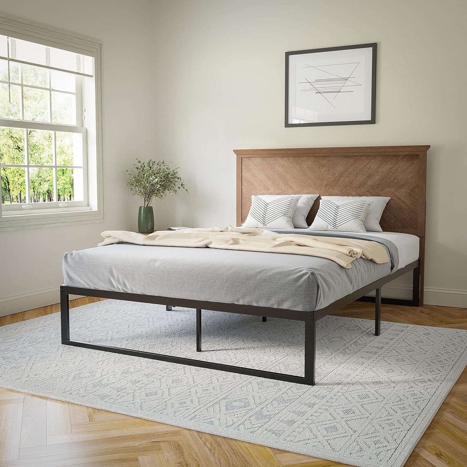 imageFlash Furniture Fiona King Size Wooden Headboard Only Herringbone Patterned Adjustable Headboard in Light BrownLight Brown