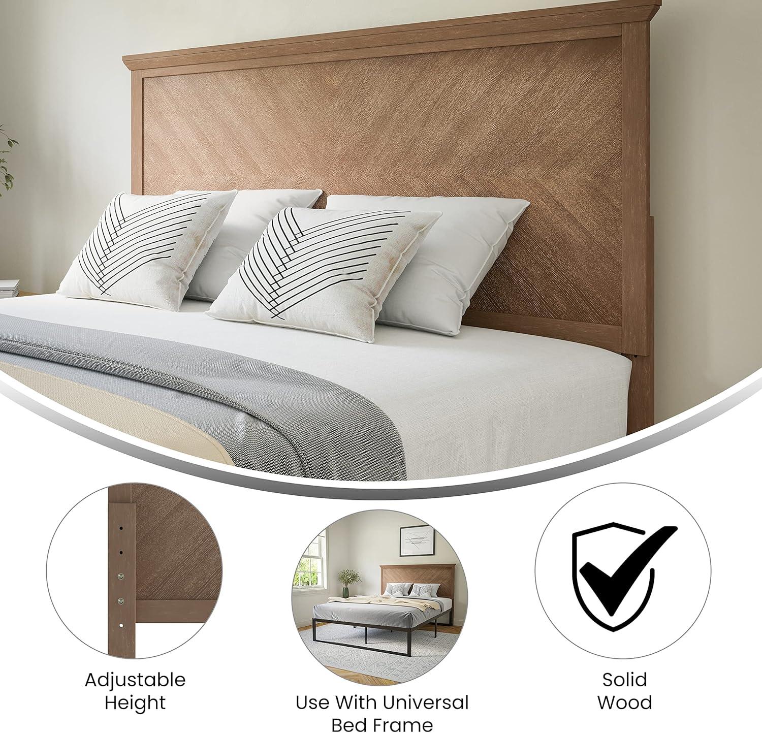 imageFlash Furniture Fiona King Size Wooden Headboard Only Herringbone Patterned Adjustable Headboard in Light BrownLight Brown