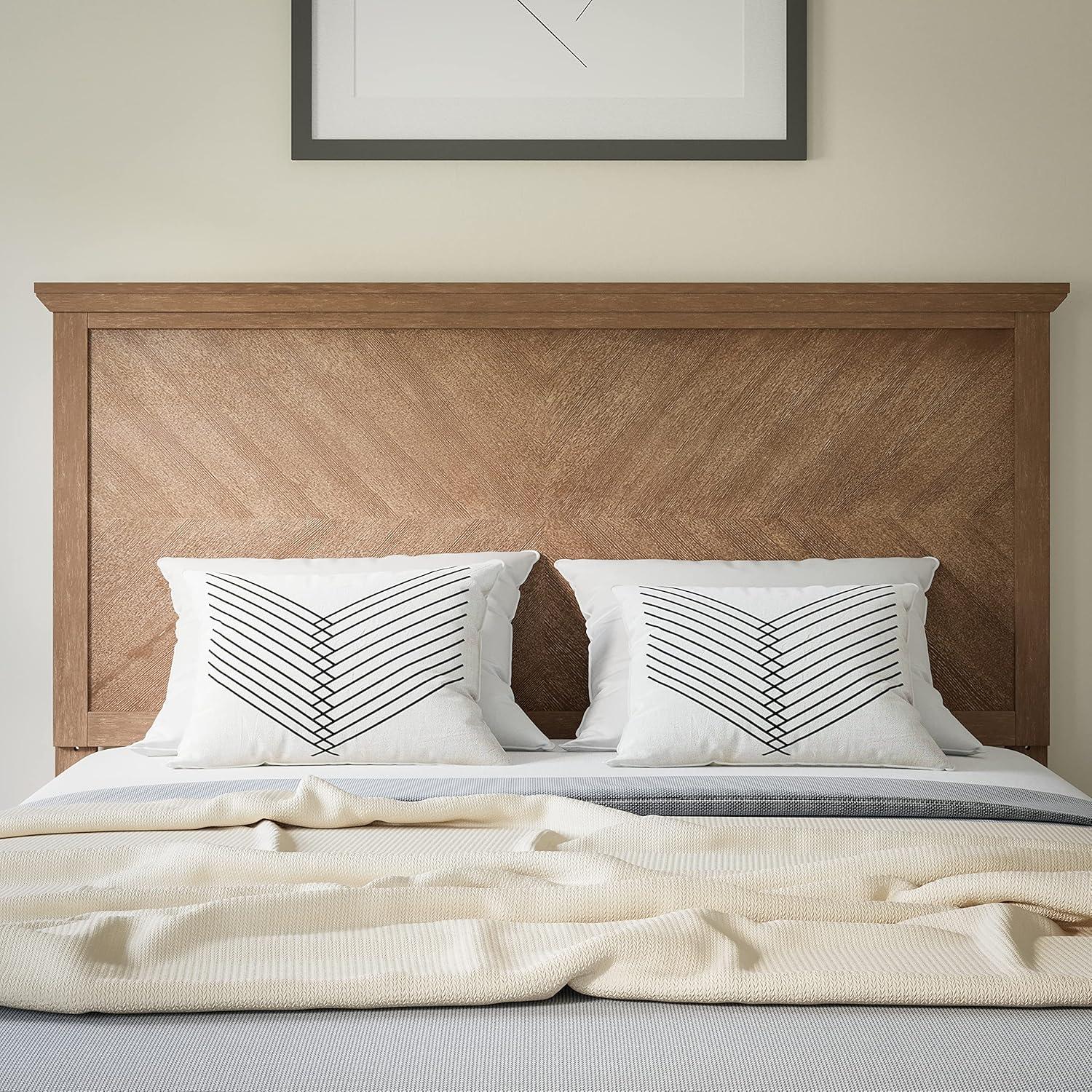 imageFlash Furniture Fiona King Size Wooden Headboard Only Herringbone Patterned Adjustable Headboard in Light BrownLight Brown
