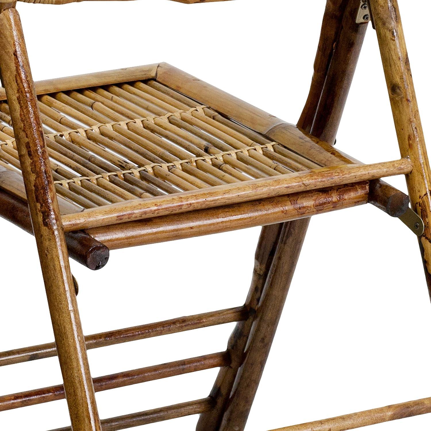 imageFlash Furniture Folding Bohemian Bamboo Chairs with Curved Backs Modern Bamboo Folding Dining Chairs 300 lb Static Weight Capacity Set of 4Set of 1