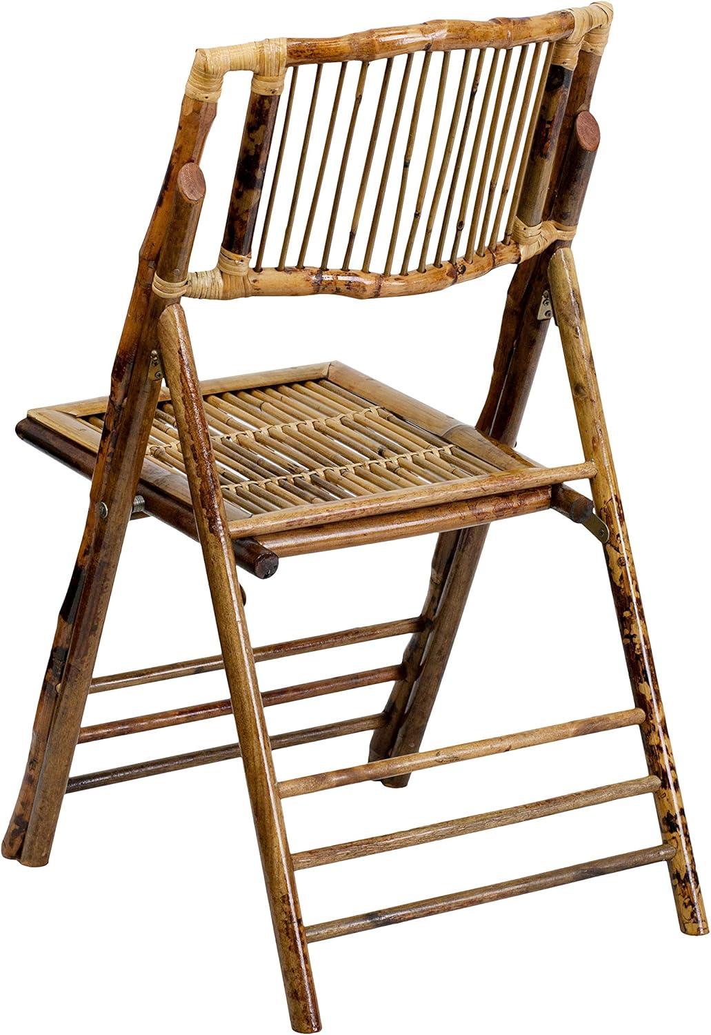 imageFlash Furniture Folding Bohemian Bamboo Chairs with Curved Backs Modern Bamboo Folding Dining Chairs 300 lb Static Weight Capacity Set of 4Set of 1