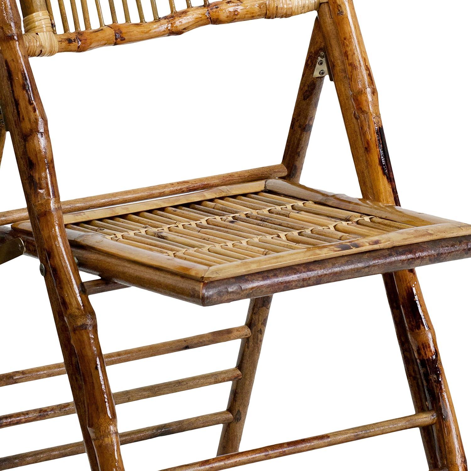 imageFlash Furniture Folding Bohemian Bamboo Chairs with Curved Backs Modern Bamboo Folding Dining Chairs 300 lb Static Weight Capacity Set of 4Set of 1