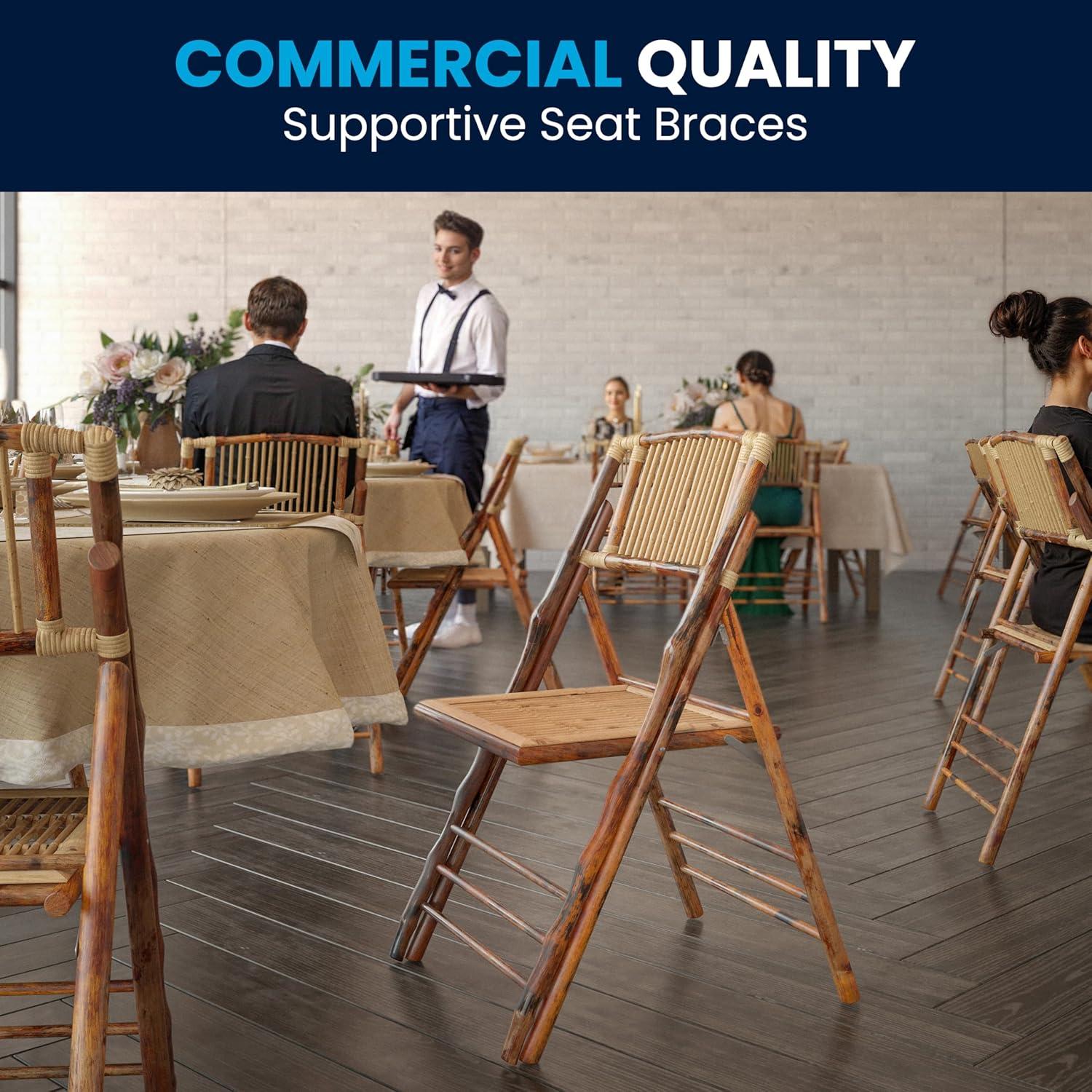 imageFlash Furniture Folding Bohemian Bamboo Chairs with Curved Backs Modern Bamboo Folding Dining Chairs 300 lb Static Weight Capacity Set of 4Set of 1