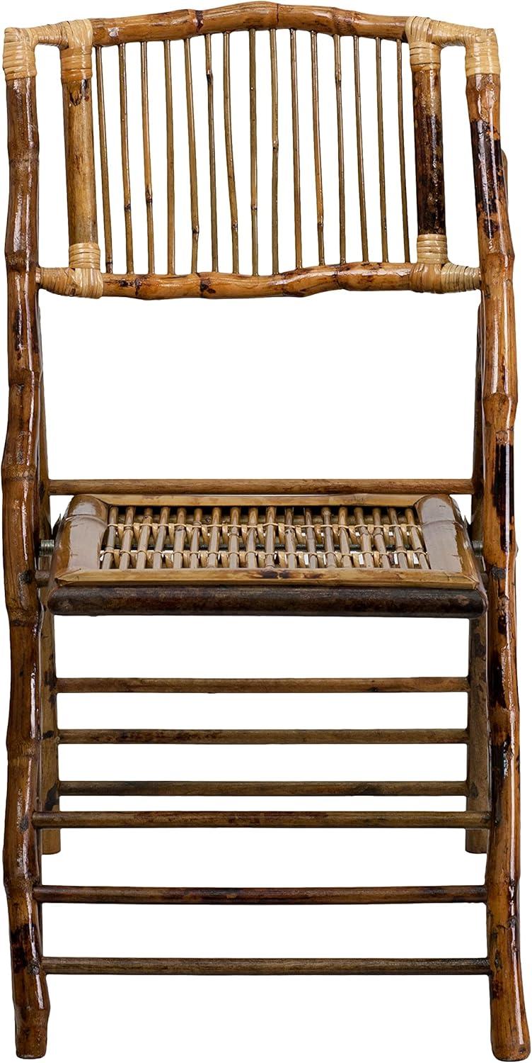 imageFlash Furniture Folding Bohemian Bamboo Chairs with Curved Backs Modern Bamboo Folding Dining Chairs 300 lb Static Weight Capacity Set of 4Set of 1